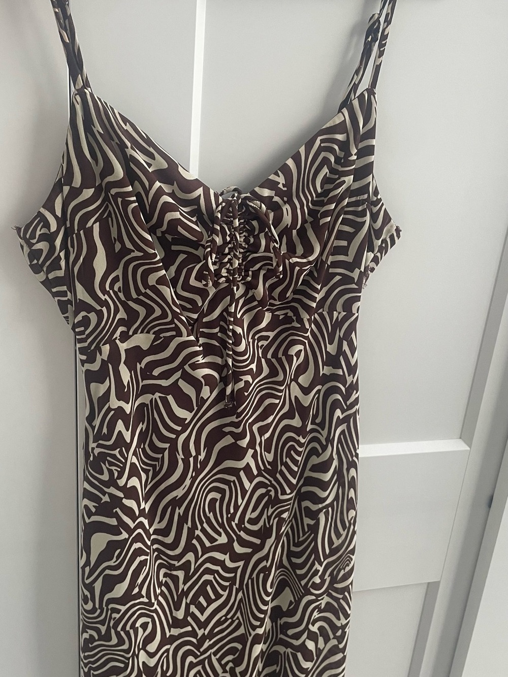 Abercrombie & Fitch Brown and Cream Zebra-Print Maxi Slip Dress